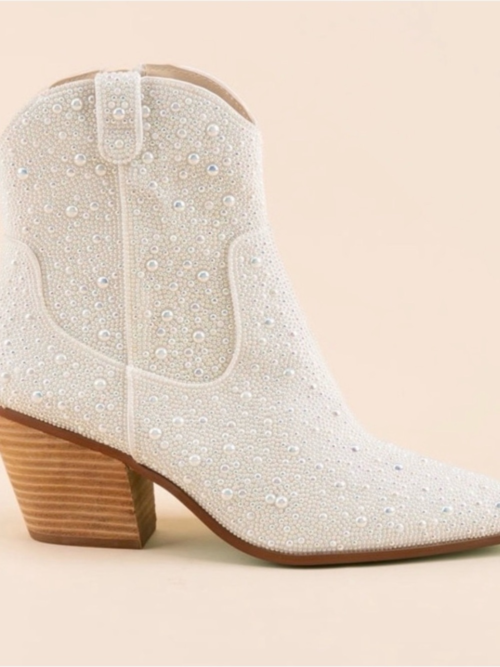 Blue by Betsey Johnson Ivory Pearl-Embellished Ankle Boots